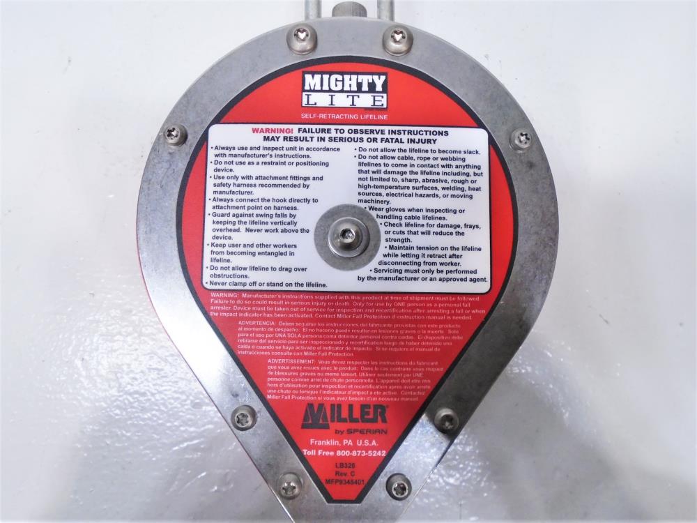 Miller Mighty Lite Self-Retracting Lifeline, 20 Ft, RL20G